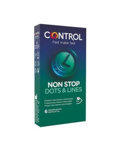 Control Non-Stop Dots & Lines Condoms, Pacchetto da 6 Pezzi